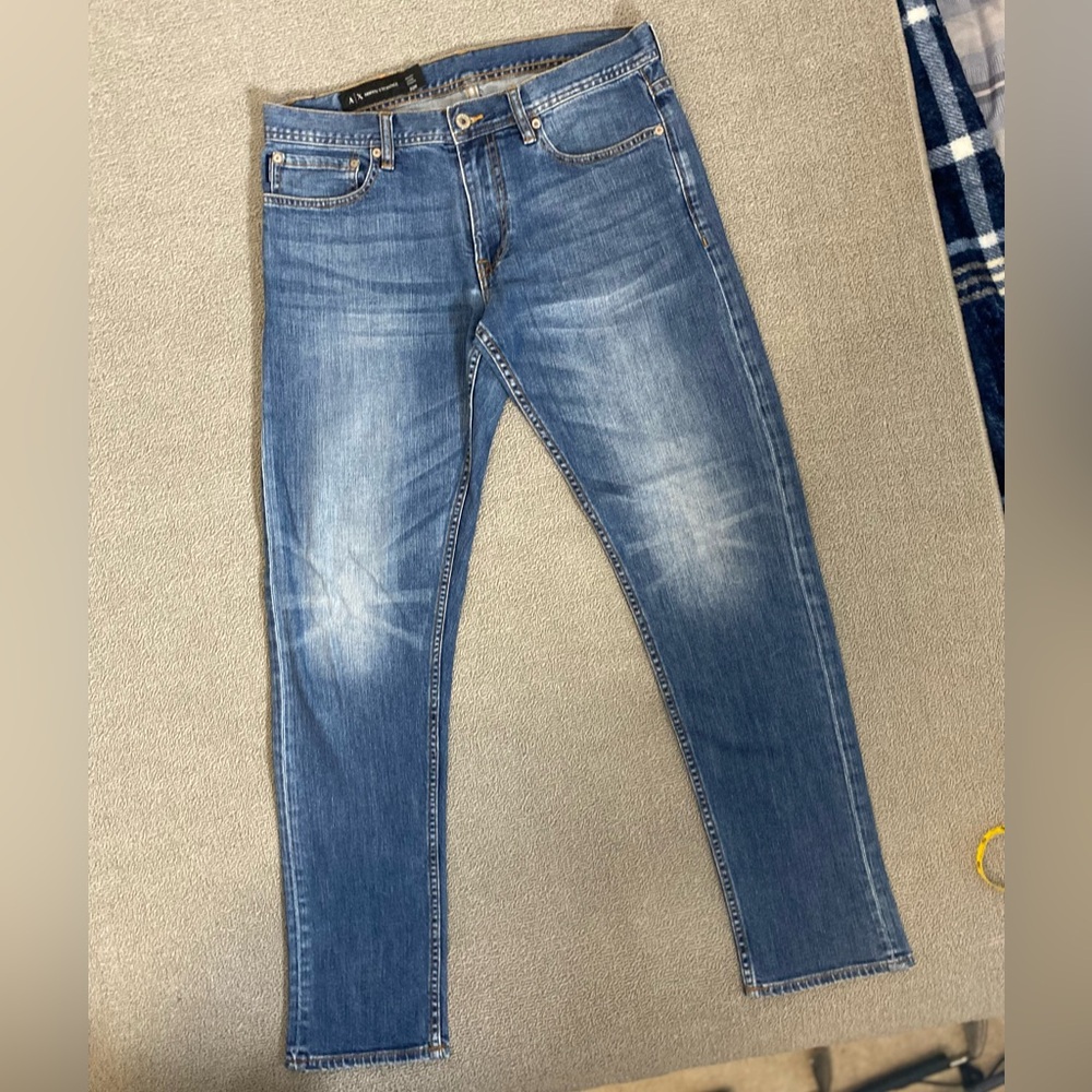 Armani Exchange 32R Skinny Jeans- Cotton Leather Slim Fit Faded